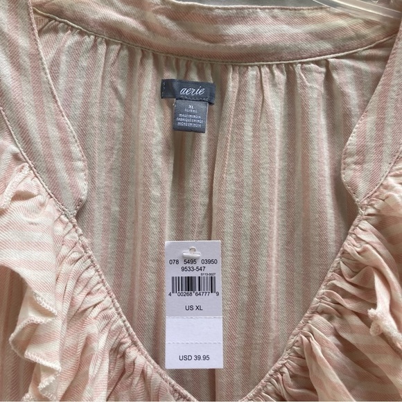 Aerie NWT pale pink striped tunic with ruffle collar, size XL - Picture 9 of 10